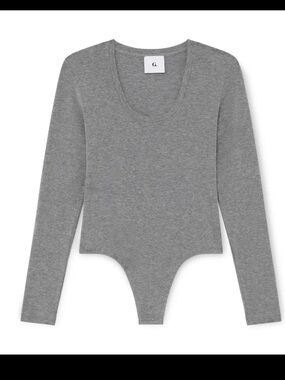 G. Gray Scoop-Neck Long Sleeve Bodysuit